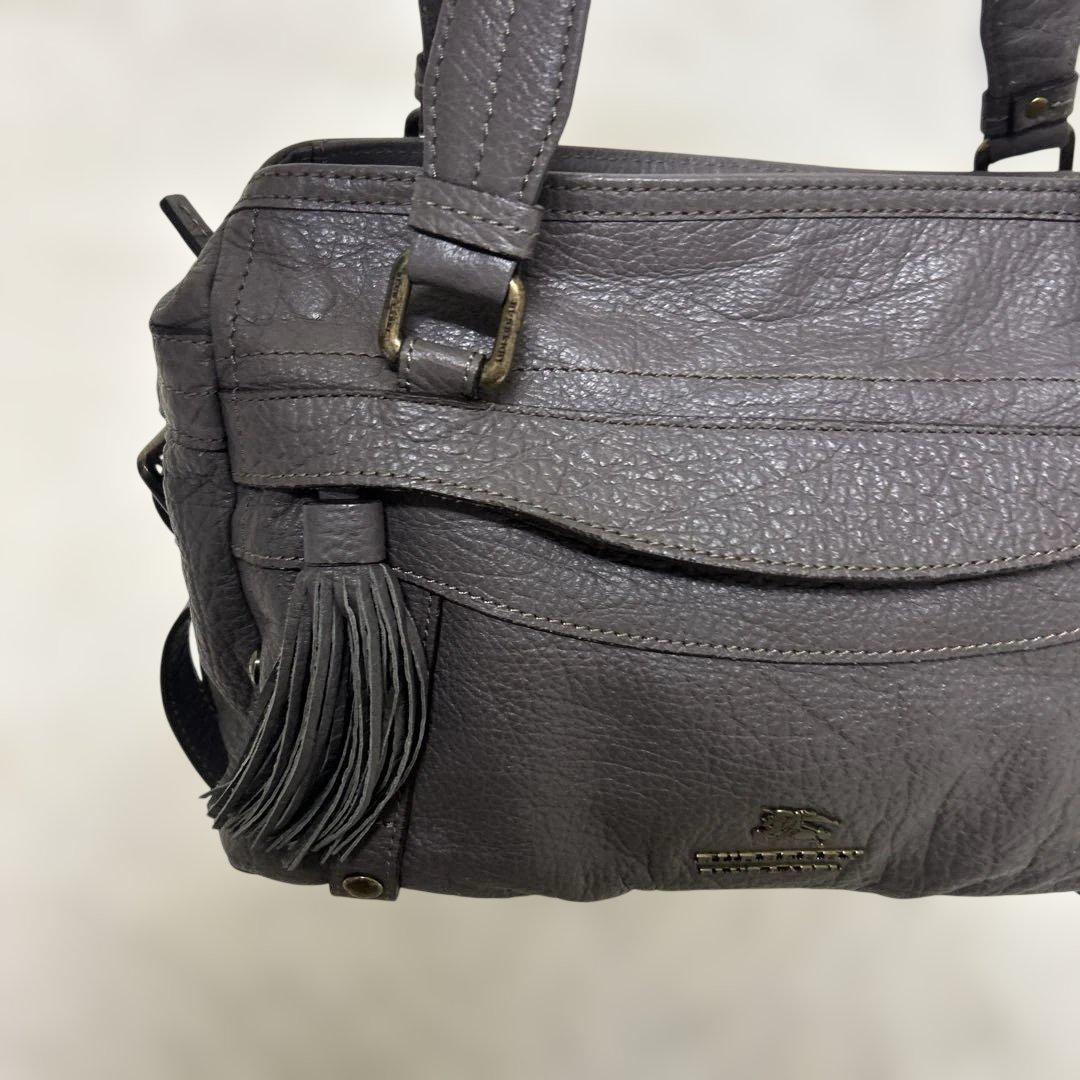 BURBERRY BLUE LABEL トートバッグ グレー　レザー ロゴ