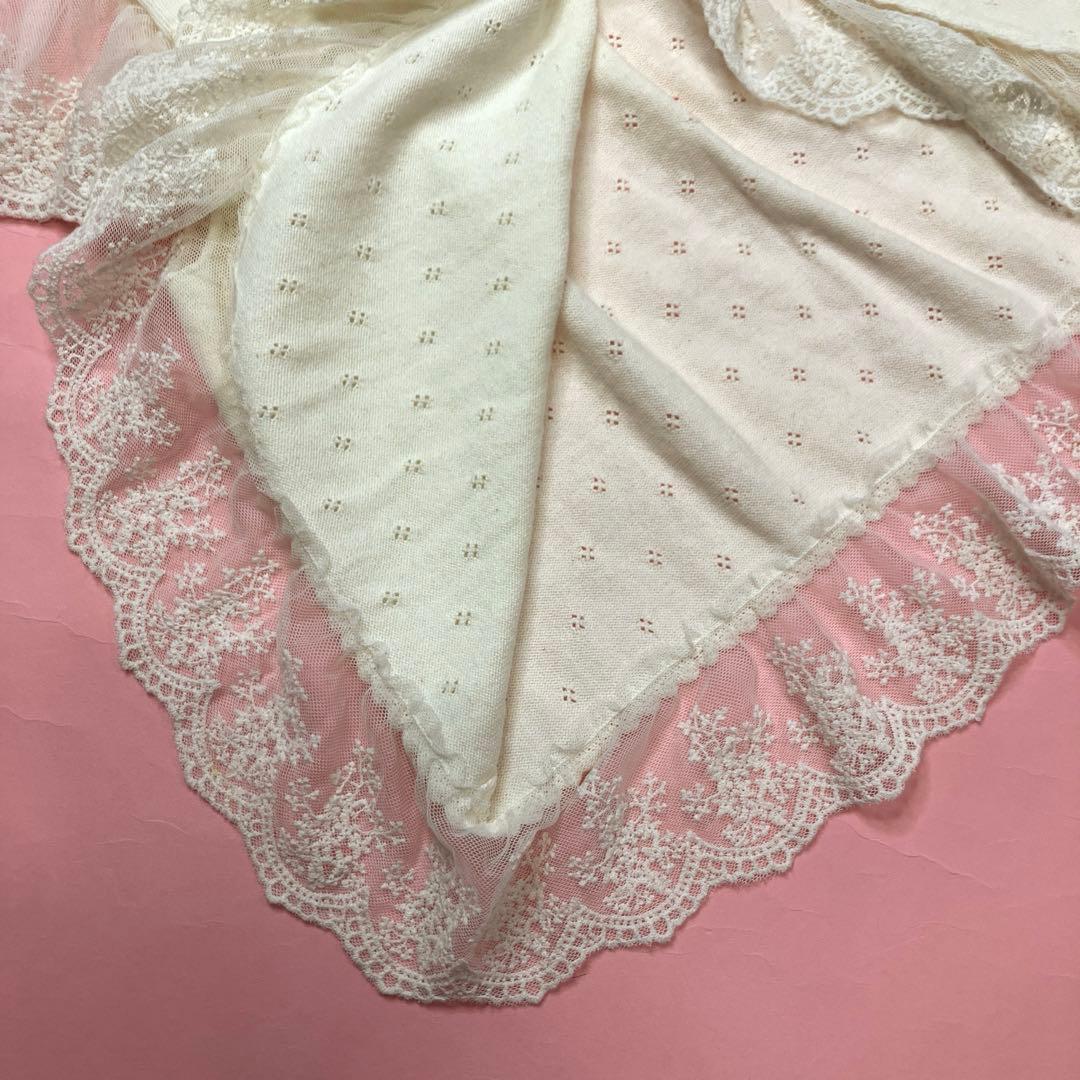 【美品】ピンクハウス アイボリー カラフル花モチーフ レース使い ニットベスト