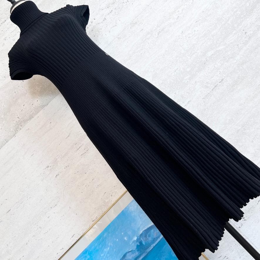 美品★ CHANEL★ウール★プリーツ★リブニット★ロングワンピース