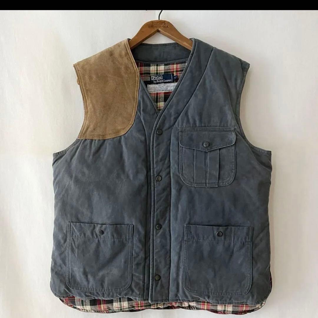 ハンティングダウンベスト L80年代 90年代 ラルフローレン ヴィンテージ