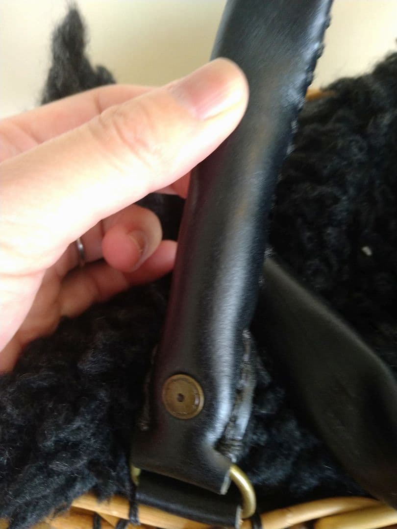 エバゴス　ebagos　籐製ファー付きかごバッグ