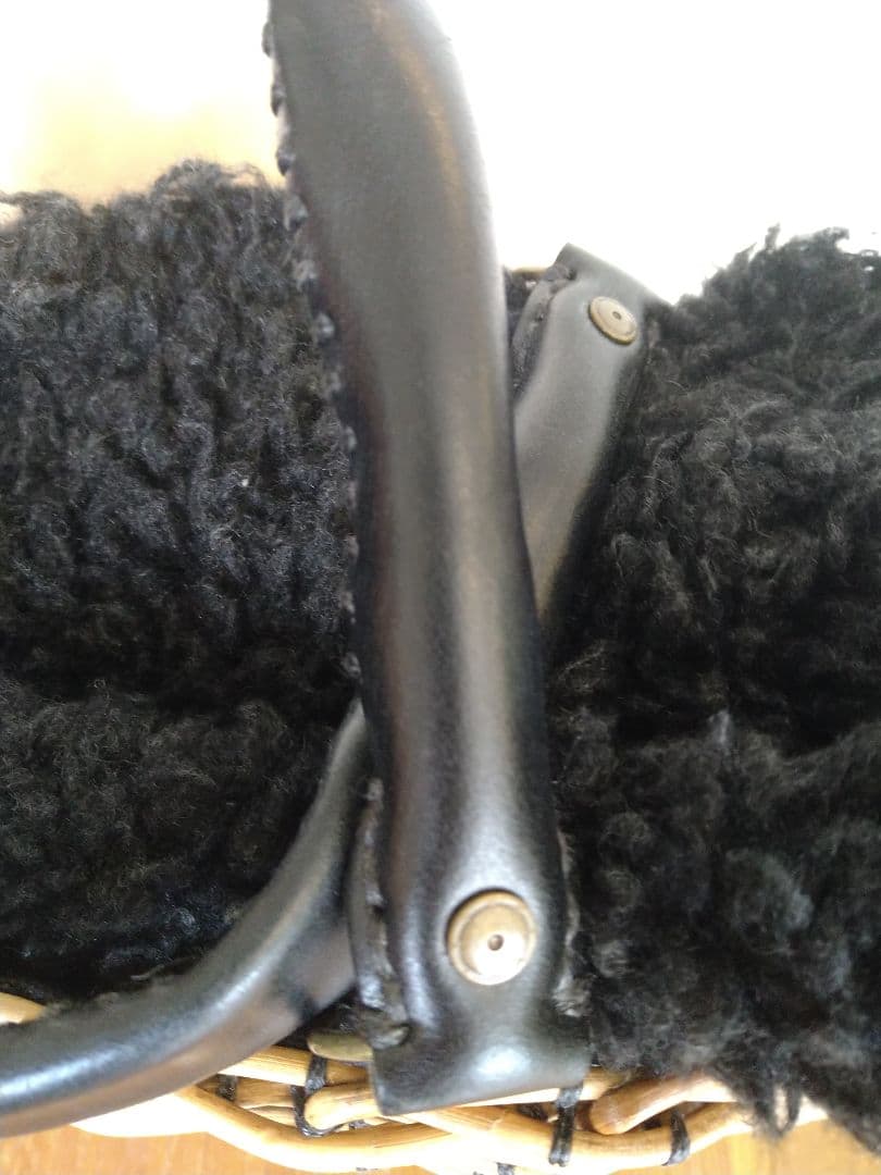 エバゴス　ebagos　籐製ファー付きかごバッグ