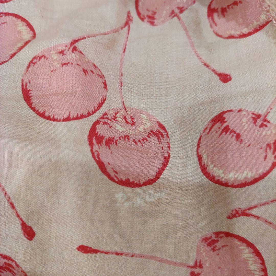 ピンクハウス　チェリー柄　ピコフリル　段々ワンピース　クスミピンク系