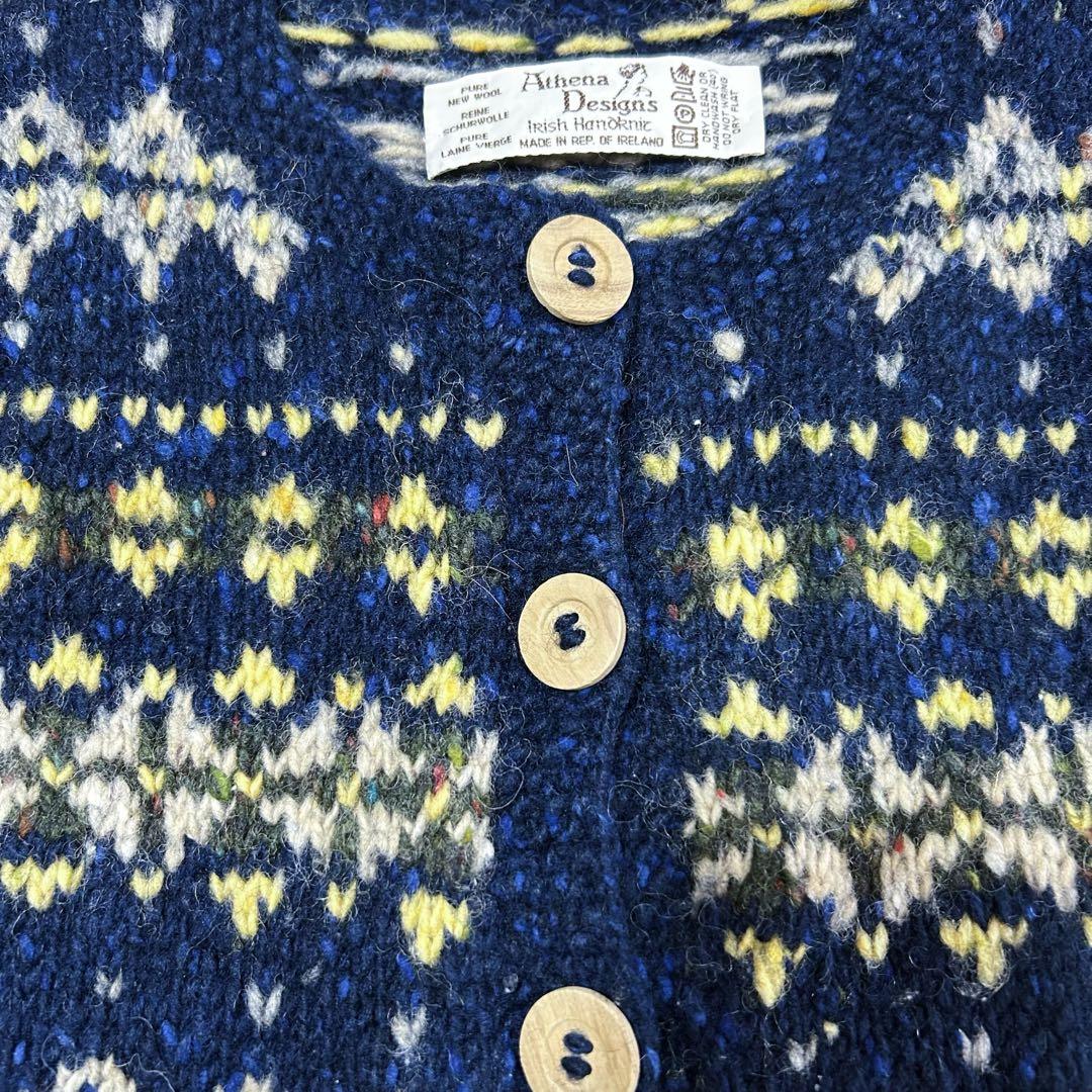 Athena Designs フェアアイル柄ベスト アイルランド製　ネイビー