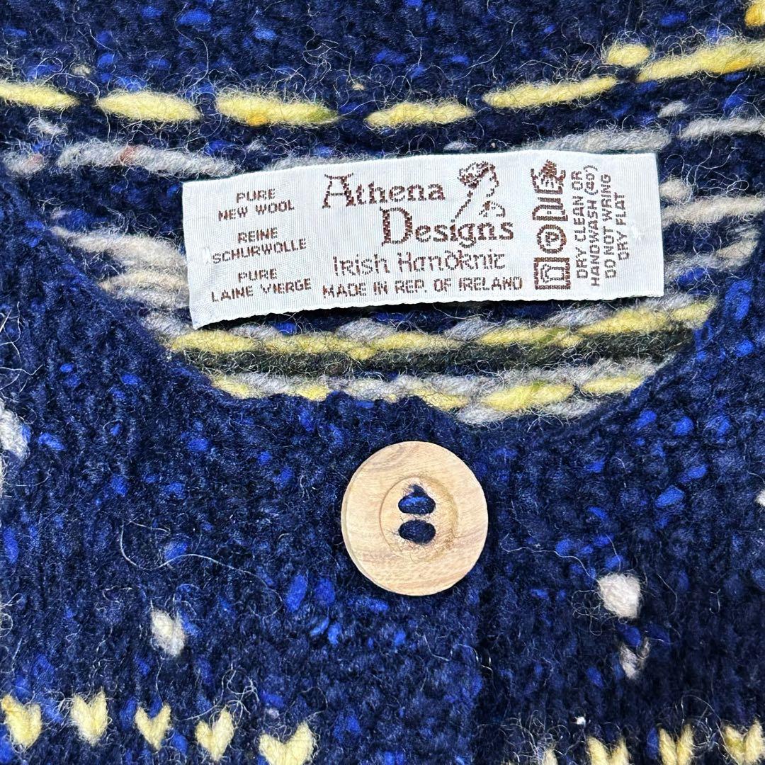 Athena Designs フェアアイル柄ベスト アイルランド製　ネイビー