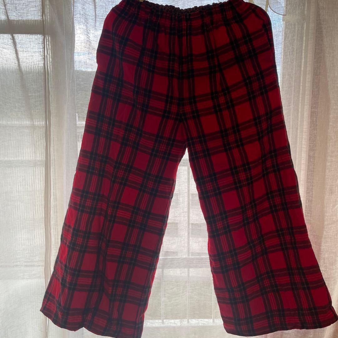 コムデギャルソン　tao チェック柄とヒョウ柄のリバーシブルパンツ