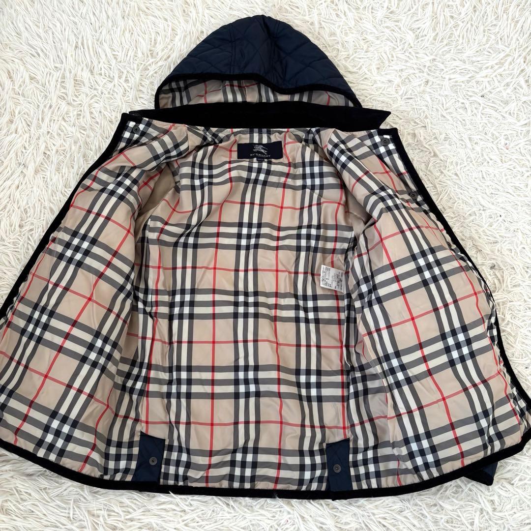 バーバリーロンドン　キルティングジャケット　ネイビー　140 ノバチェック