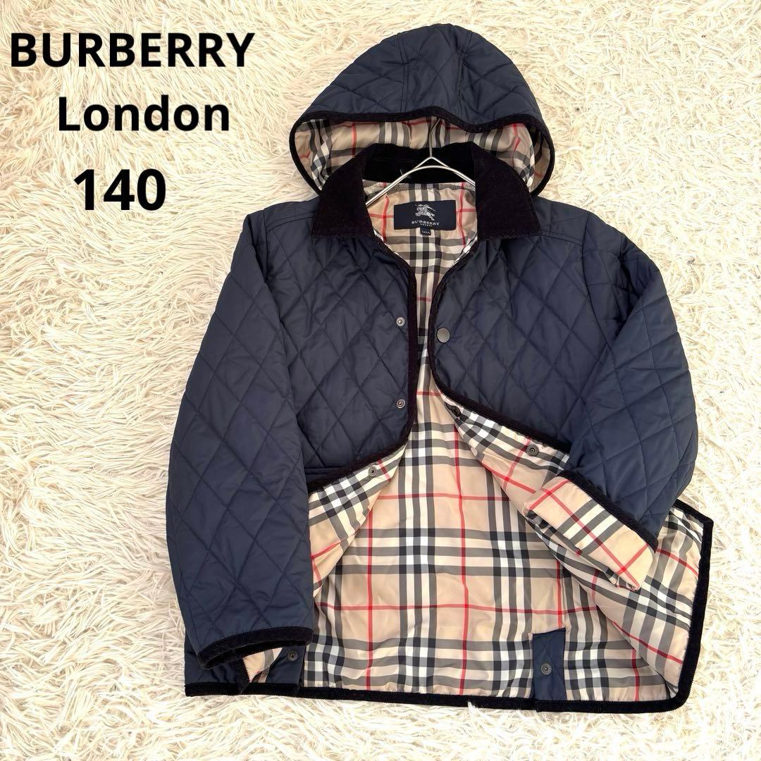 バーバリーロンドン　キルティングジャケット　ネイビー　140 ノバチェック