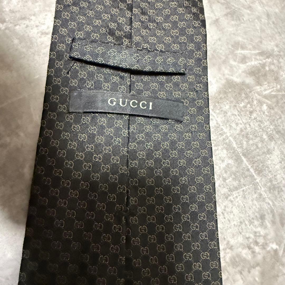 【✨極美品✨】GUCCI グッチ ネクタイ ブラック GG柄 インターロッキング