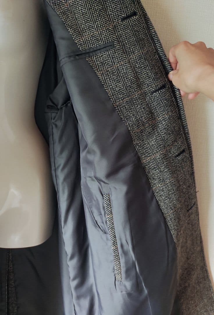 希少　BURBERRYS' バーバリー　ツイード　ウールコート　ヘリンボーン　L