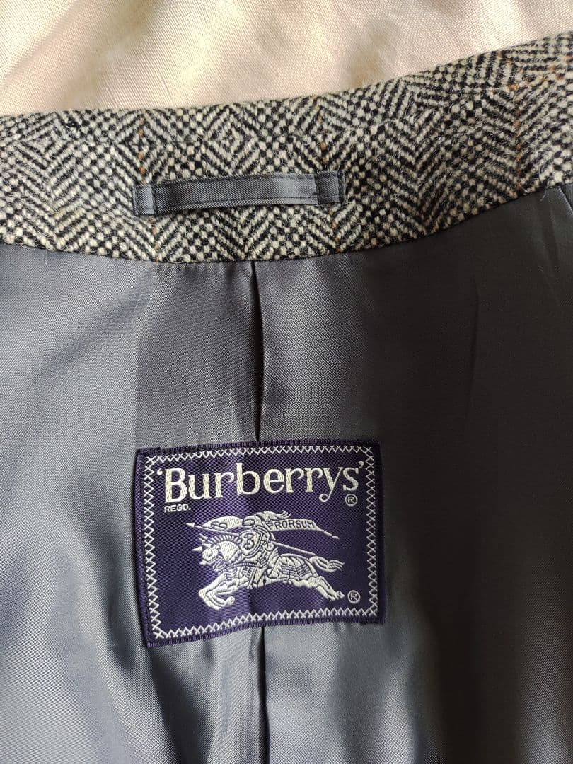 希少　BURBERRYS' バーバリー　ツイード　ウールコート　ヘリンボーン　L