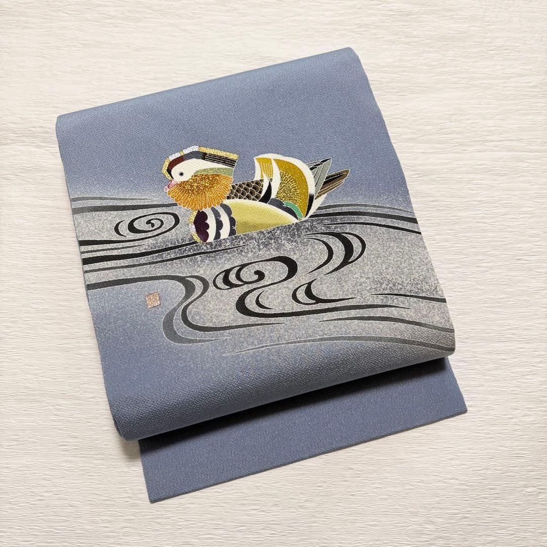 m163 羽田登喜男 縮緬 名古屋帯 正絹