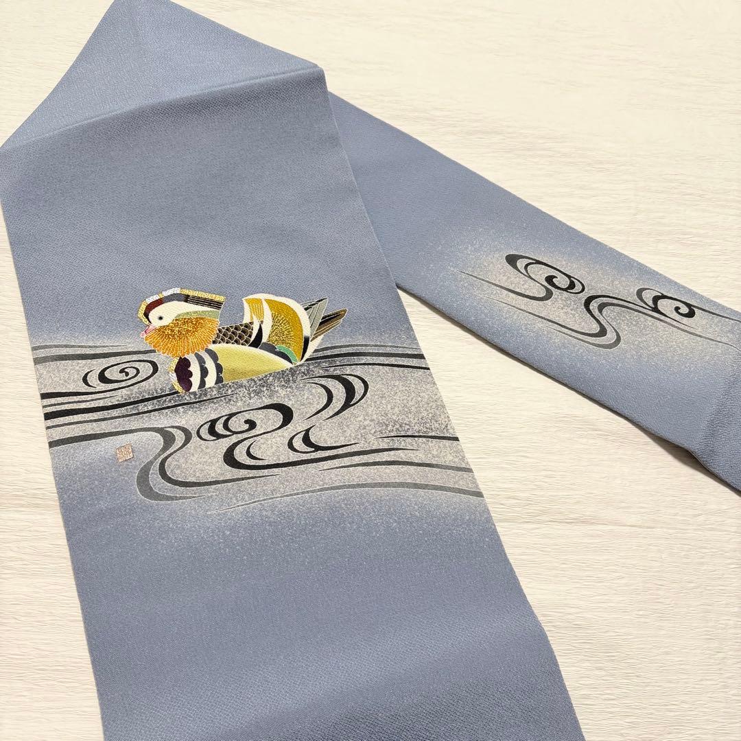 m163 羽田登喜男 縮緬 名古屋帯 正絹