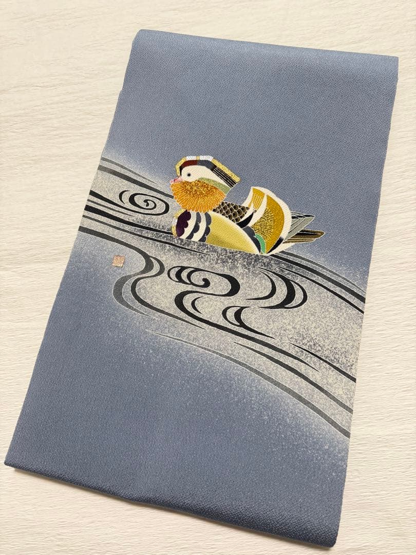 m163 羽田登喜男 縮緬 名古屋帯 正絹