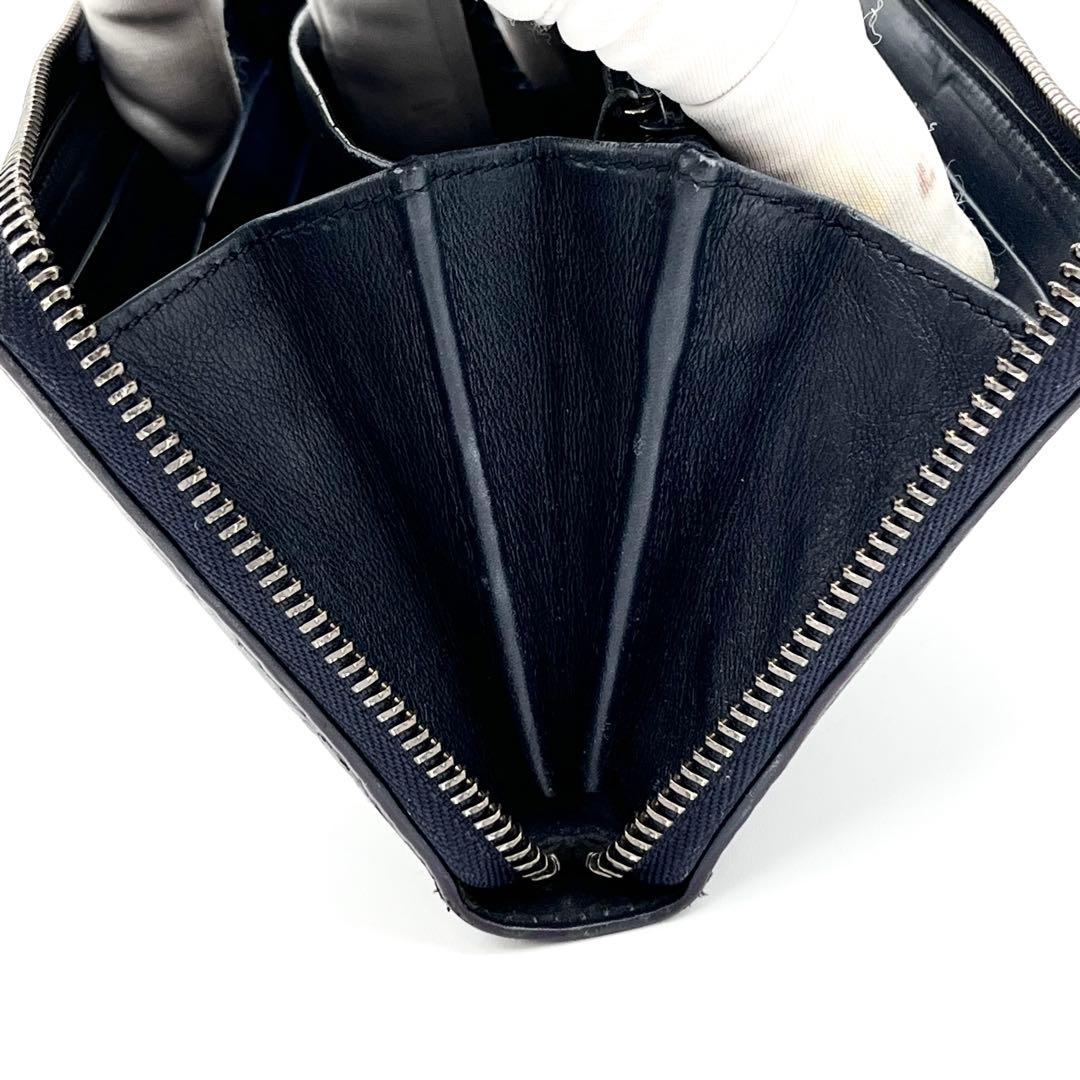 GUCCI ラウンドファスナー　シェリーライン　グッチシマ　ダークネイビー