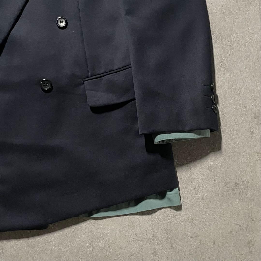 特注【vintage】セットアップ ダブルスーツ カジュアル　光沢　ネイビー