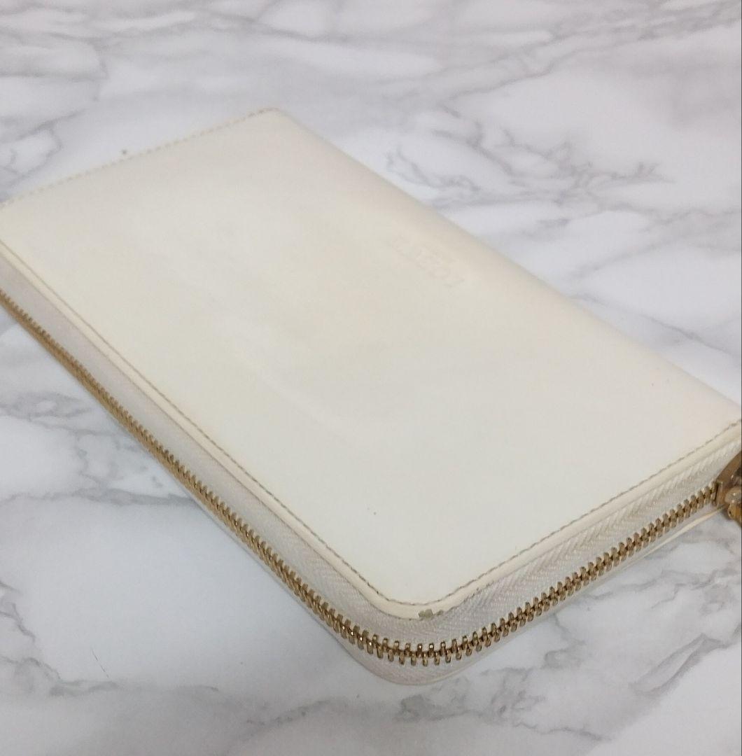 LOEWE 長財布 ラウンドファスナー レザー アイボリー系 上品