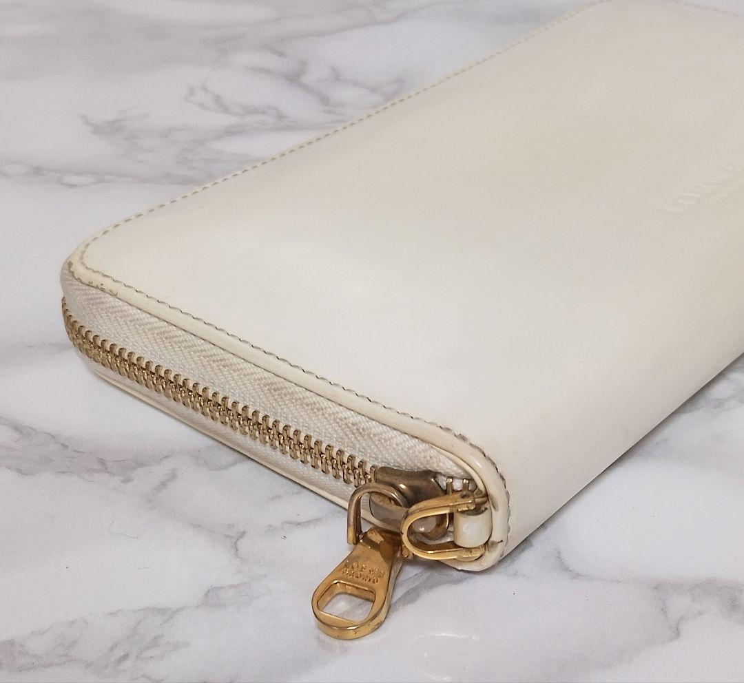 LOEWE 長財布 ラウンドファスナー レザー アイボリー系 上品
