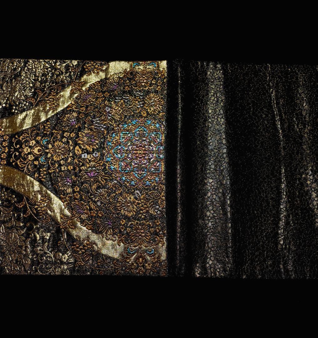 【美品】袋帯 宝相華 黒金色 宝相華 ゴージャス