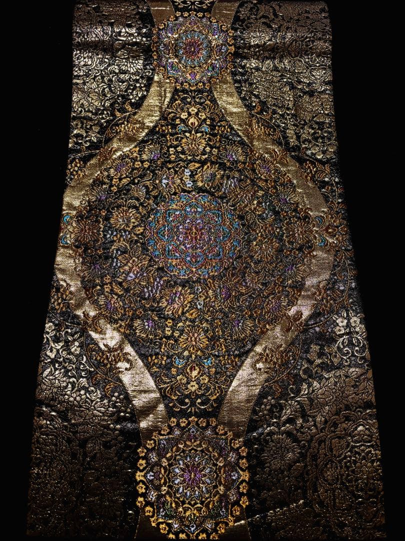 【美品】袋帯 宝相華 黒金色 宝相華 ゴージャス