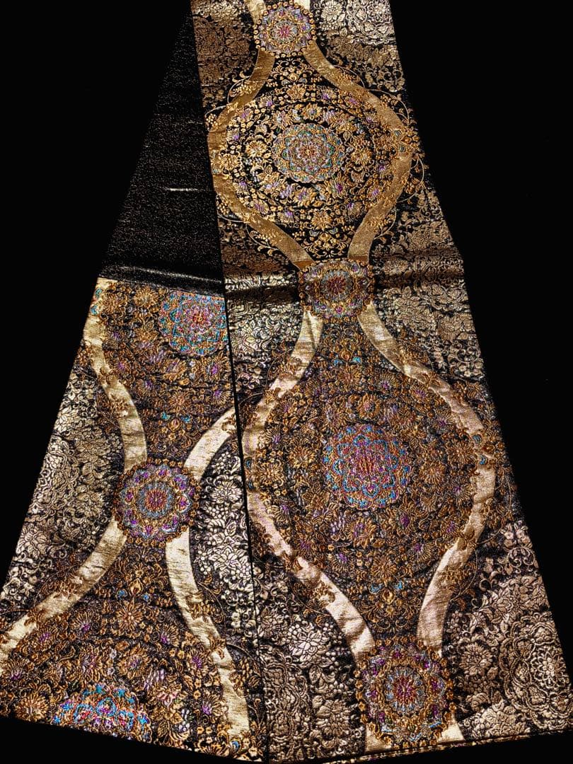 【美品】袋帯 宝相華 黒金色 宝相華 ゴージャス