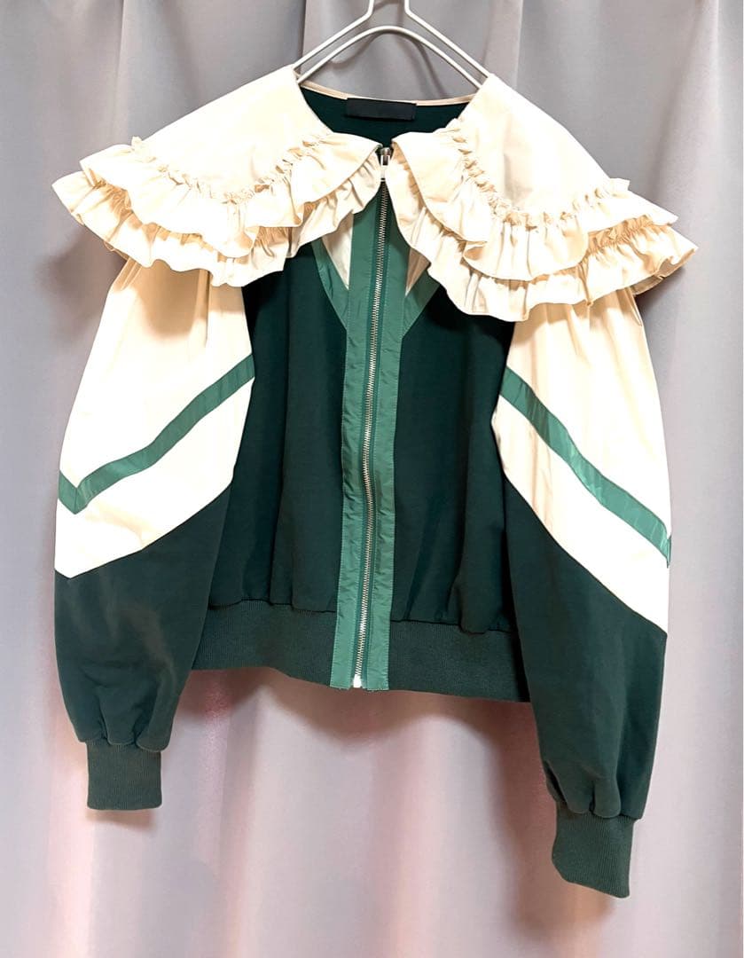 MICALLE MICALLE 異素材リメイクバイカラーフリル襟ジャージ 個性的