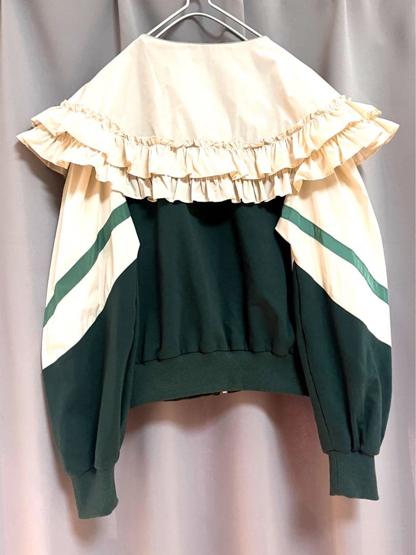 MICALLE MICALLE 異素材リメイクバイカラーフリル襟ジャージ 個性的