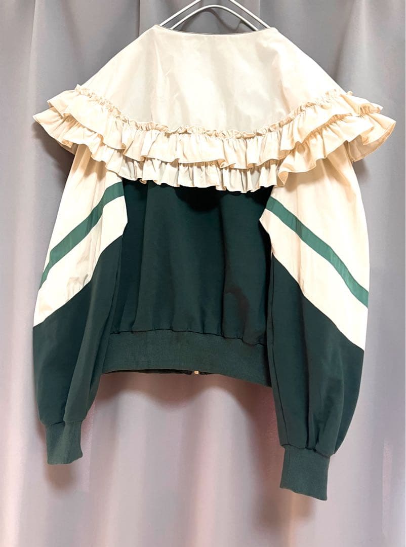 MICALLE MICALLE 異素材リメイクバイカラーフリル襟ジャージ 個性的