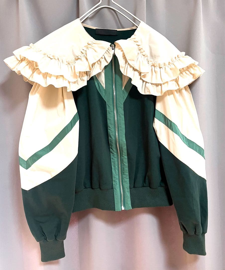 MICALLE MICALLE 異素材リメイクバイカラーフリル襟ジャージ 個性的