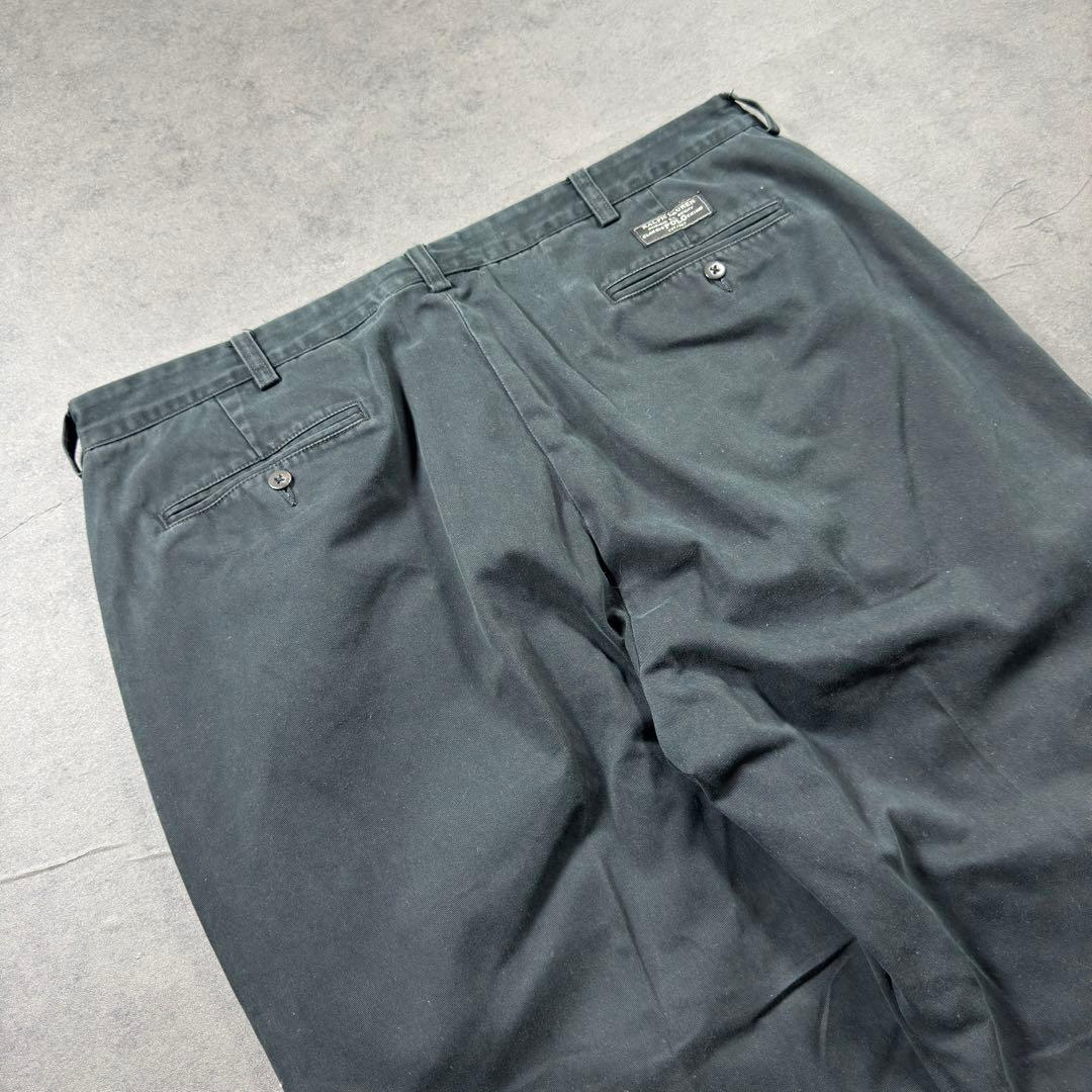 ラルフローレン 90s ANDREW ブラックポロチノ2タックW38L29 古着