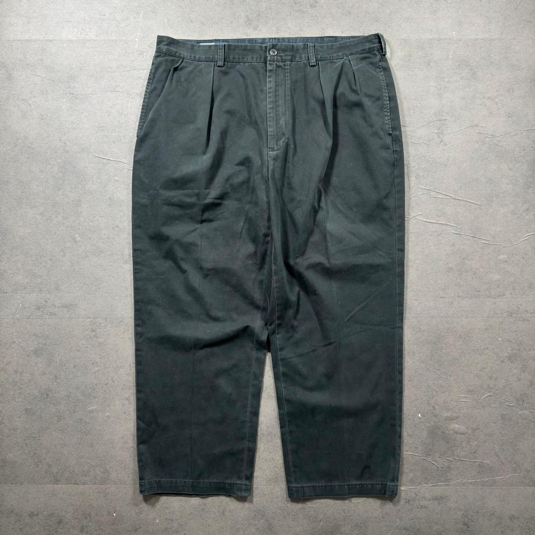 ラルフローレン 90s ANDREW ブラックポロチノ2タックW38L29 古着