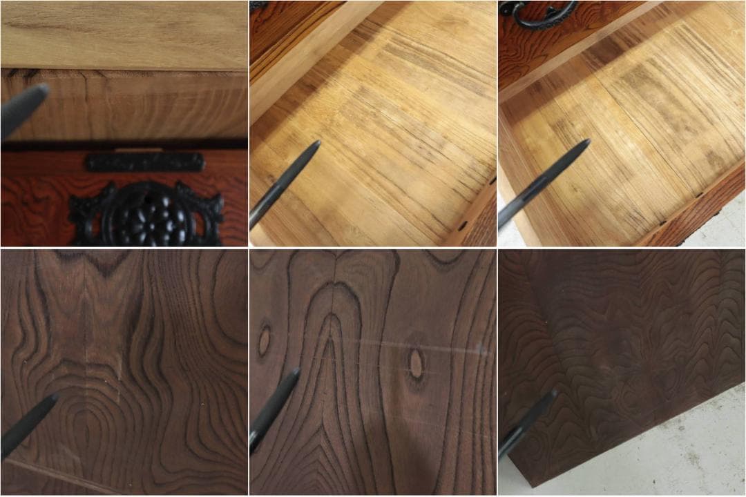 値下逸品！仙台箪笥 民芸家具 欅 美しい木目 二段重 和箪笥 和タンス 鍵付き