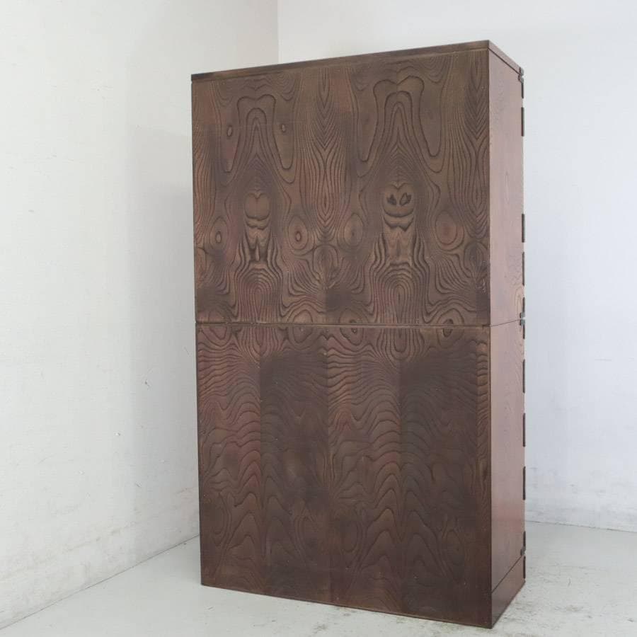 値下逸品！仙台箪笥 民芸家具 欅 美しい木目 二段重 和箪笥 和タンス 鍵付き