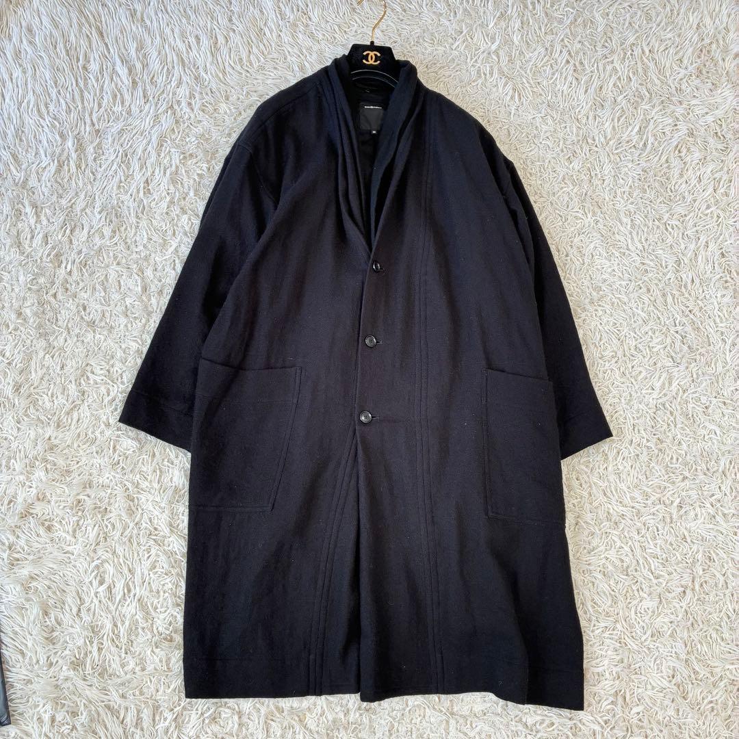 パドカレ ニットロングコート コットンライナー ブラック カーディガン