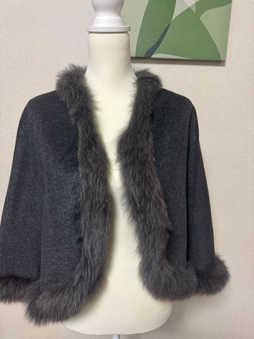は*ん様 【美品】定価14万円3wayベスト付カシミヤ フォックスファーアンサン