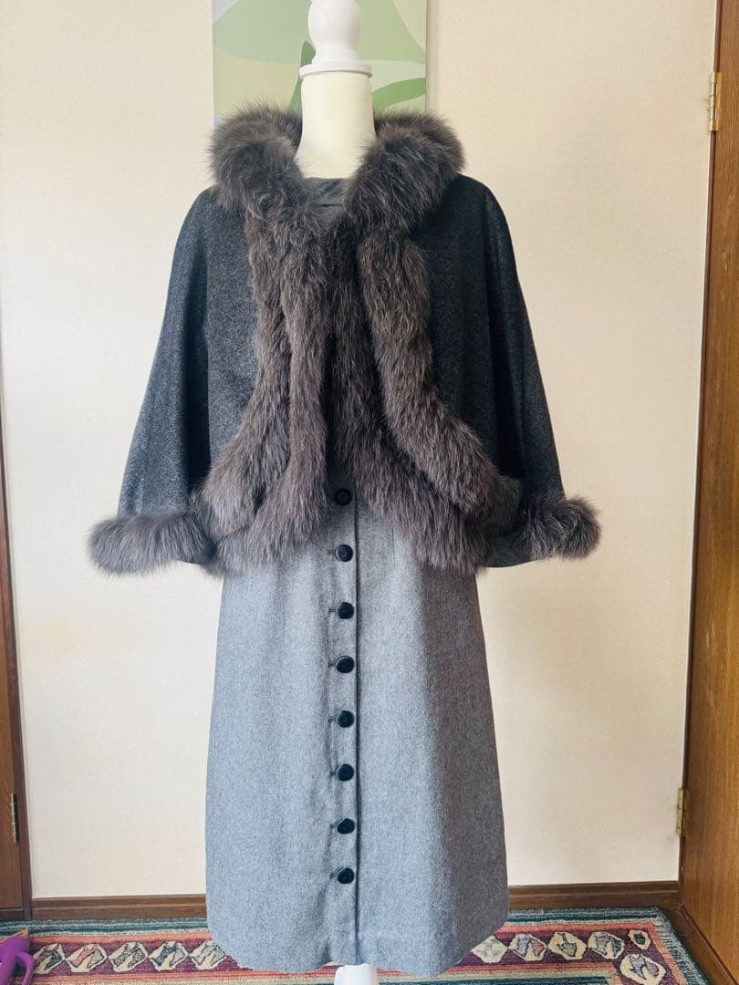 は*ん様 【美品】定価14万円3wayベスト付カシミヤ フォックスファーアンサン