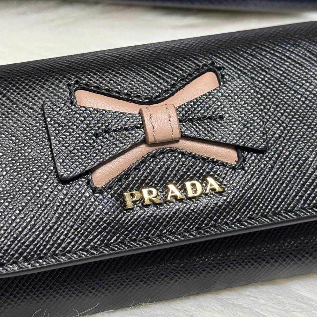 PRADA プラダ リボン キーケース サフィアーノ 4連 キーリング