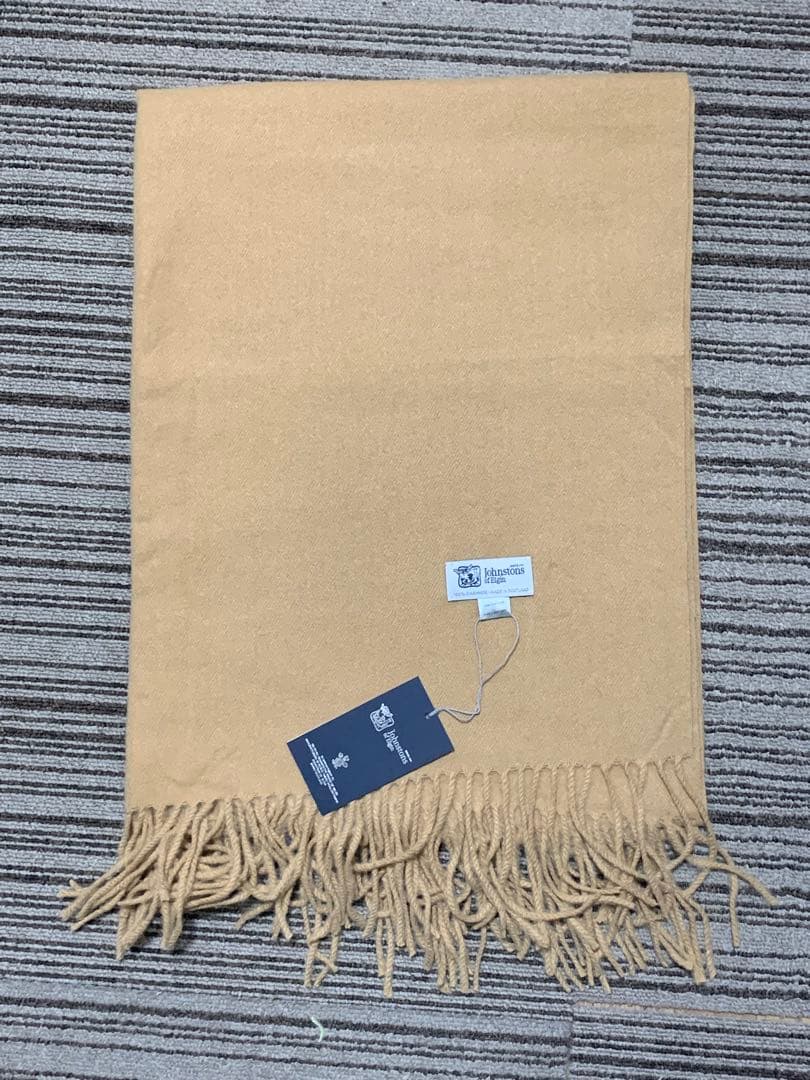 り*。様 ジョンストンズ カミシア100%大判ストール マフラー キャメル未使用