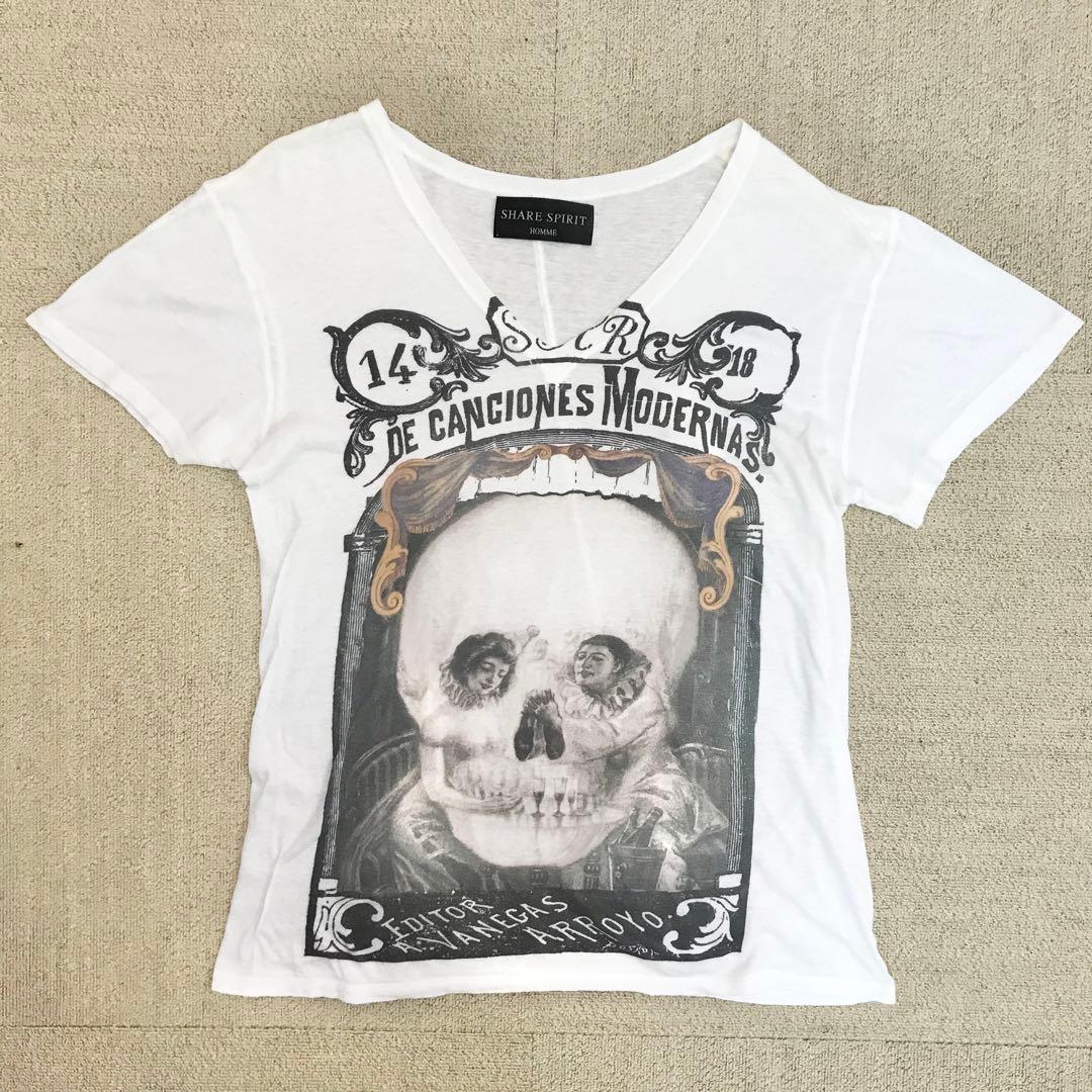 SHARE SPIRIT スカルプリント Tシャツ 半袖 カットソー S3357