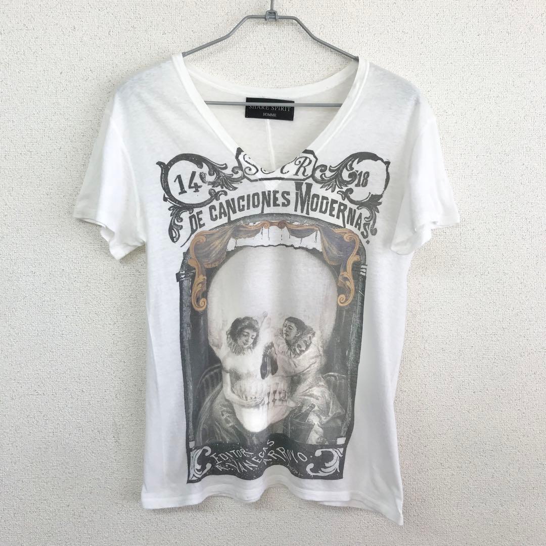 SHARE SPIRIT スカルプリント Tシャツ 半袖 カットソー S3357
