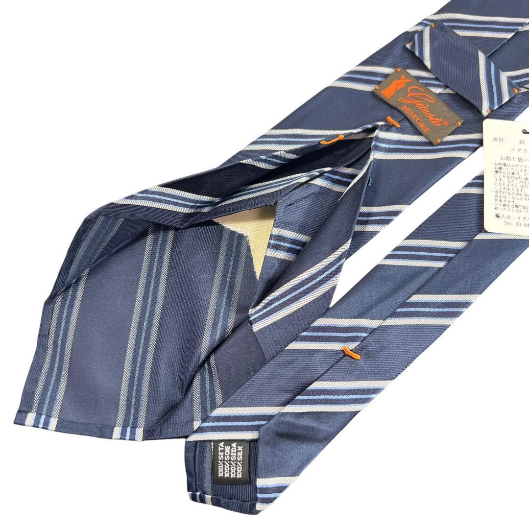 【新品◆定価40700円】ジュスト ビスポーク シルク ネクタイ レジメン 紺