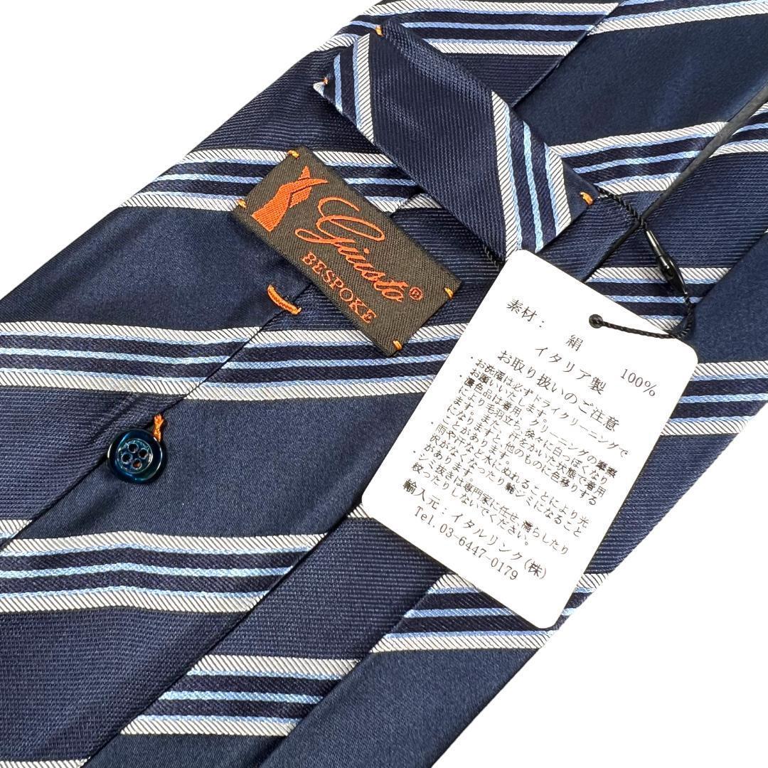 【新品◆定価40700円】ジュスト ビスポーク シルク ネクタイ レジメン 紺