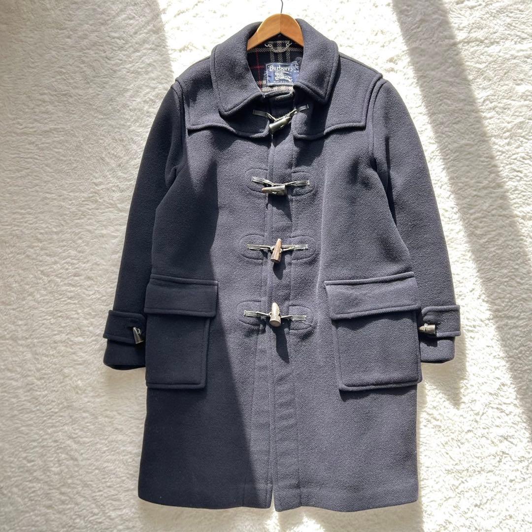 【美品】バーバリー ノバチェック ダッフルコート ロング 英国製 ネイビー