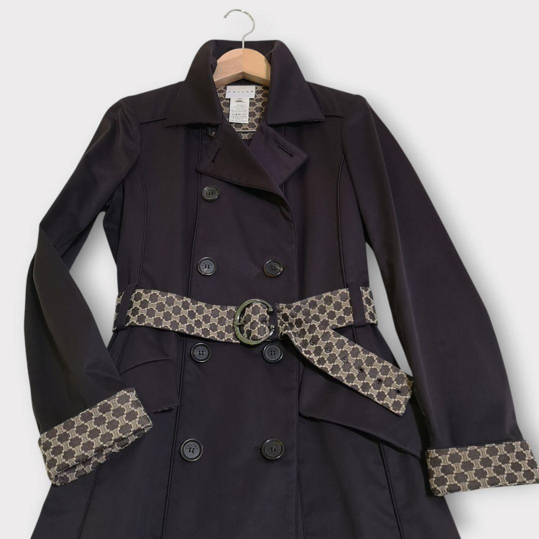 美品 CELINE セリーヌ トレンチコート マカダム ベルト付き ロング