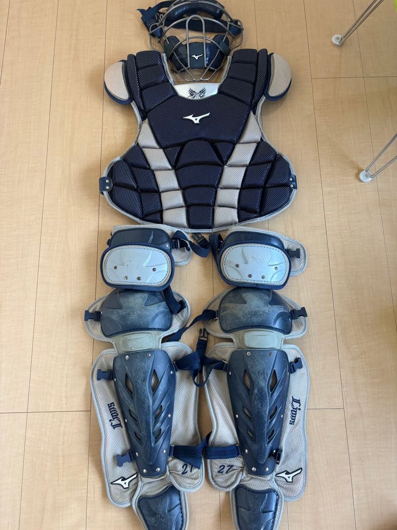 わ*ん様 ミズノ キャッチャー防具セット ネイビー/グレー
