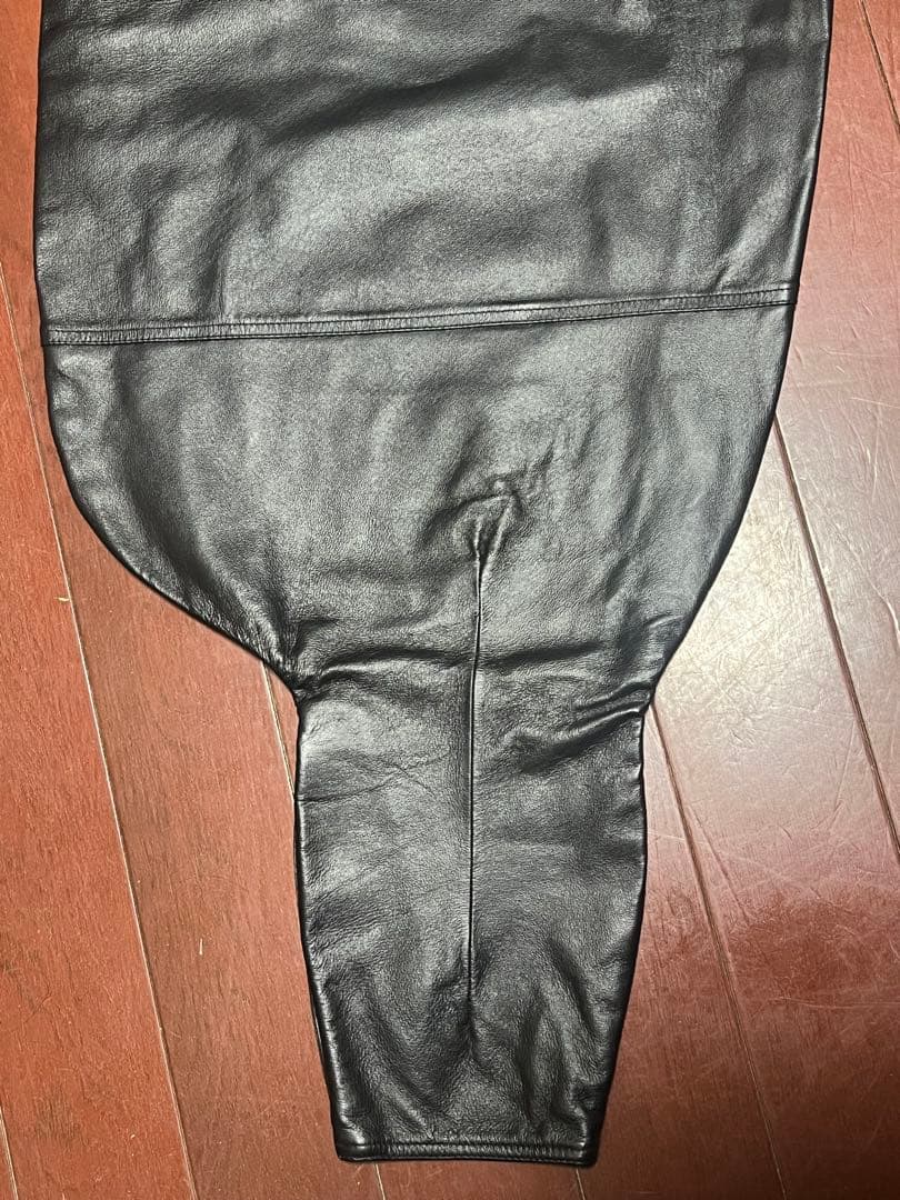 【美品】寅壱 ブラックレザー ワイドレッグパンツ ニッカポッカ