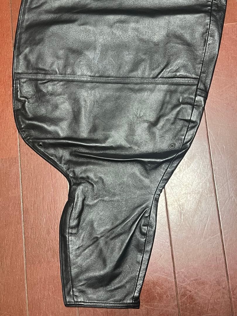 【美品】寅壱 ブラックレザー ワイドレッグパンツ ニッカポッカ