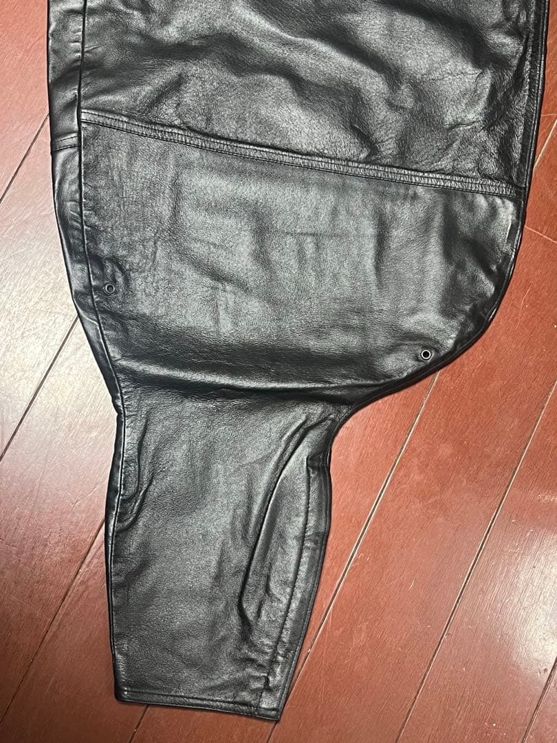 【美品】寅壱 ブラックレザー ワイドレッグパンツ ニッカポッカ