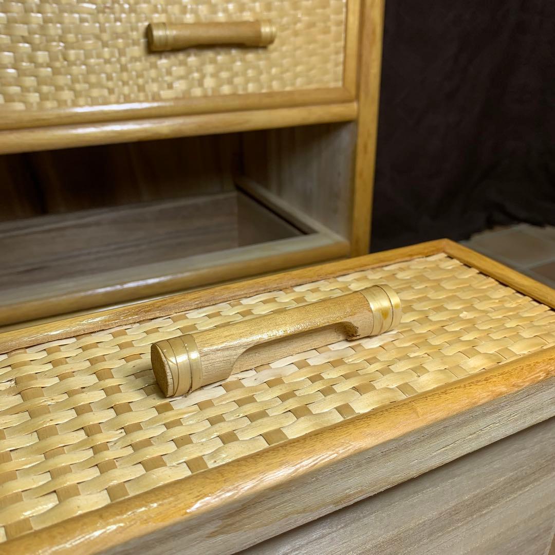 【美品】籐 ラタン4段 チェスト レトロ 家具 ナチュラル 収納 ヴィンテージ