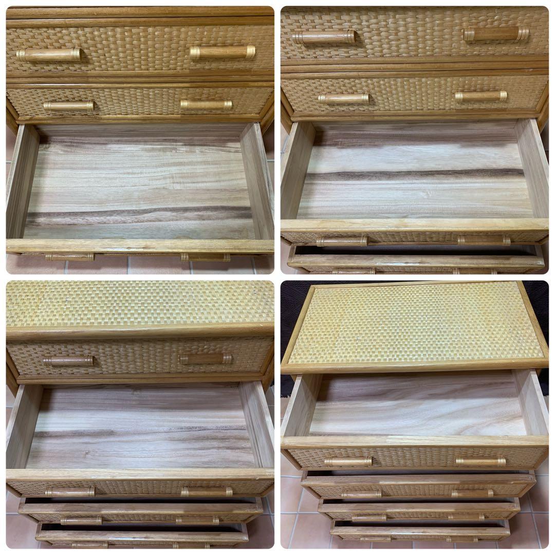 【美品】籐 ラタン4段 チェスト レトロ 家具 ナチュラル 収納 ヴィンテージ